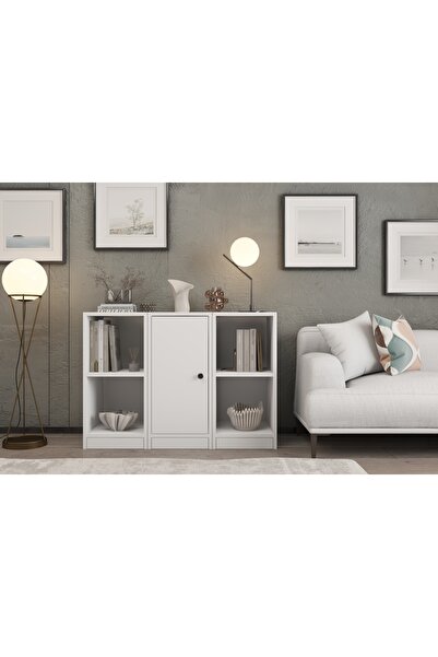 Nettrends Rafli Dolapli Konsol Beyaz 98 Cm Kns-1005-ç