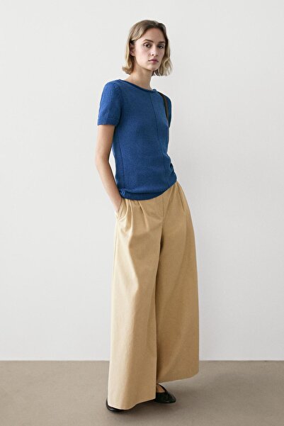 Massimo Dutti Short-sleeved knitted jumper with cotton