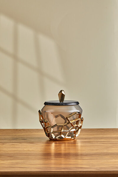 Cornella Pilar Antique Gold Gray Ombreled Glass Jar Small Cr-1679