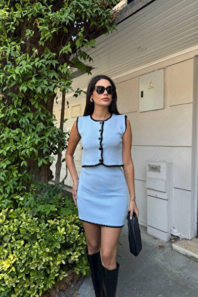 QBZ Set de tricotaje: vestă și fustă mini