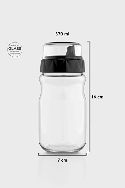 Renga Lexa 370 ml Siyah Kapaklı Cam Yağlık ve Sosluk 151072