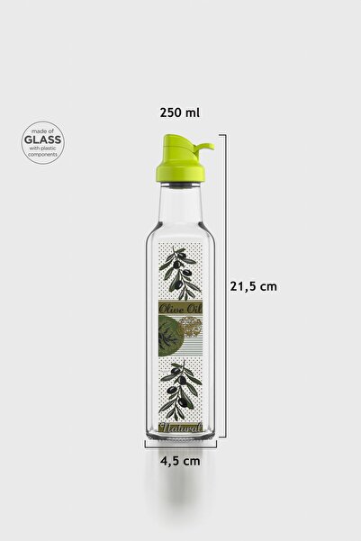 Renga وعاء زيت زجاجي منقوش من أوسلو سعة 250 مل بغطاء أخضر 152005