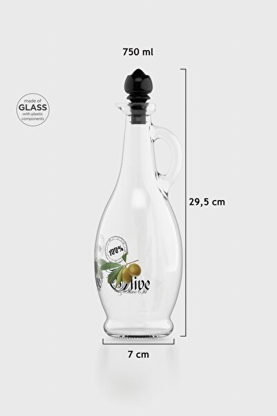 Renga Kibele Patterned 750 ml Glass Oil Bottle with Black Lid 152044