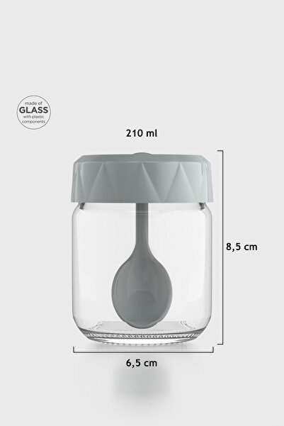 Renga Lexa 210 ml Glass Spice Jar with Spoon 161019 Gray