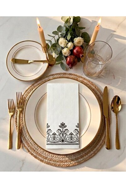 nevastore Aura Siyah Desenli AirSoft Dokulu Kağıt Peçete 50'li Paket