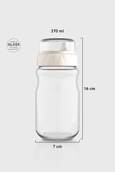 Renga وعاء زيت وصلصة زجاجي بغطاء بيج سعة 370 مل من ليكسا 151072