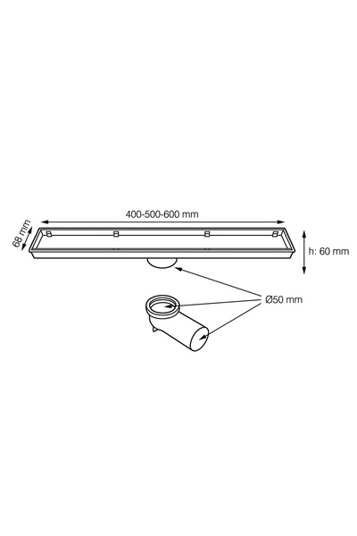 Fause Komple Çelik Seramik Uyumlu Ankastre Lineer Duş Kanalı 40 cm KSZ105-40