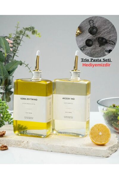 Tohana 2'li Gold Kitap Cam Kitap Yağlık Sirkelik Sosluk Etiketli 500 ml