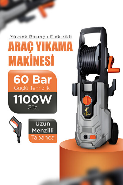 EN SİGA Yüksek Basınçlı Elektrikli Araç Yıkama Makinesi 1100W Uzun Menzilli T...
