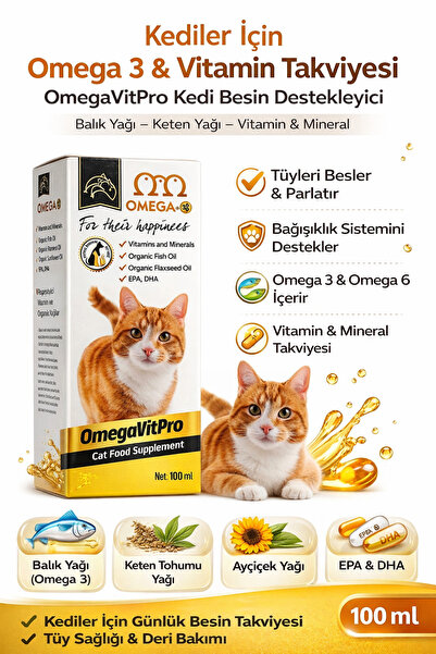 Omega Vitpro Kedi Multivitamin Somon Balık Yağı 100 Ml (3-6-9 ) (her Yaş/ırk)