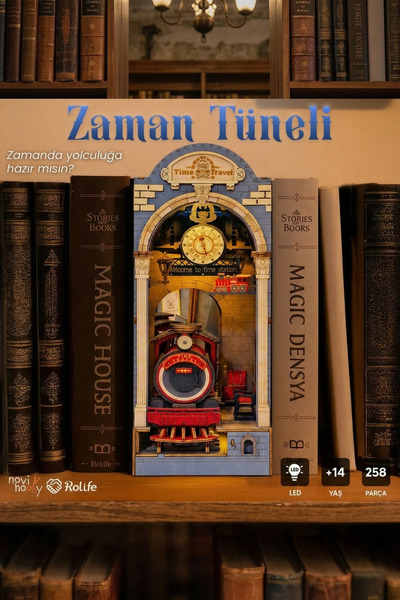 NoviHobby Ahşap Zaman Tüneli 3D Puzzle Ahşap Minyatür Maket Kiti DIY Kendin Yap