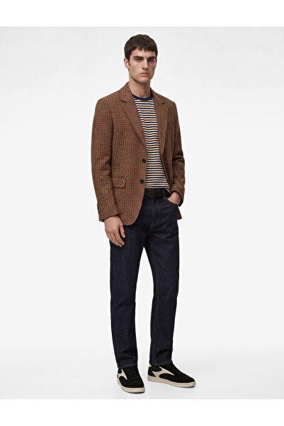 Koton Regular Fit Long Sleeve Plaid Patterned Mono Collar Blazer Jacket with ...