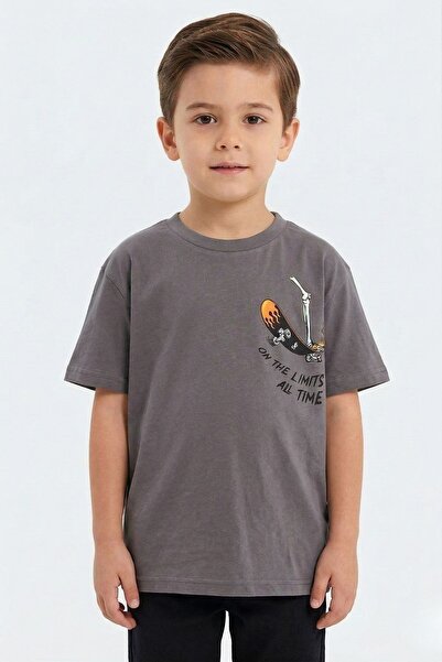 NEWKİDS Μπροστινό και πίσω τυπωμένο 100% βαμβακερό μπλουζάκι για αγόρια από χ...