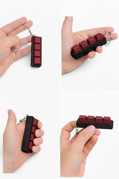 Akıllı Cep Dünyası Bordo 4-Piece Keycap Key Keychain – Blue Switch Mechanical Key – Stress Reliever Click Keyboard Keychain