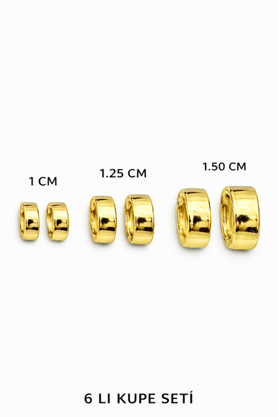 Jack Ferrero GOLD KADIN ÇELİK 6'LI KÜPE SETİ