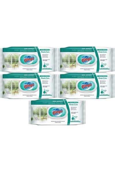 Bingo Clean Yüzey Temizlik Havlusu 96 Yaprak Sevilen Kokular Ferah Evim (5 Li...