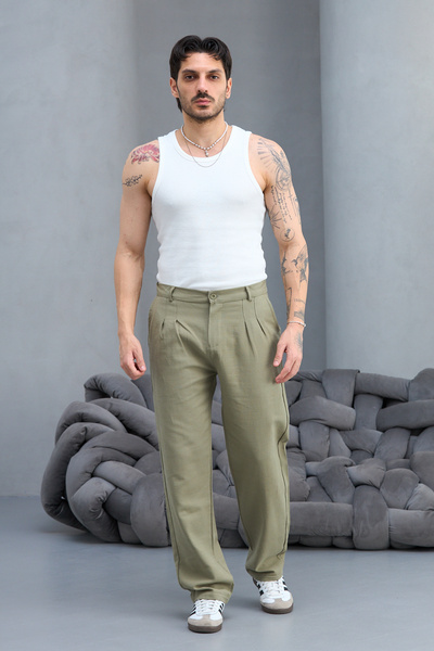 BY İMPALA MODA Παντελόνι από λινό ύφασμα με φαρδιά εφαρμογή