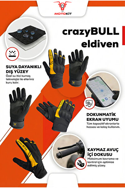 MOTOKIT Crazybull Eagle Sarı Suya ve Rüzgara Dayanıklı Kışlık Erkek Motosikle...