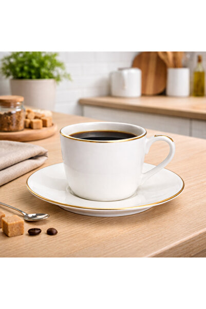 Köklü Züccaciye 2 Kişilik Tabaklı Porselen Çay Fincanı