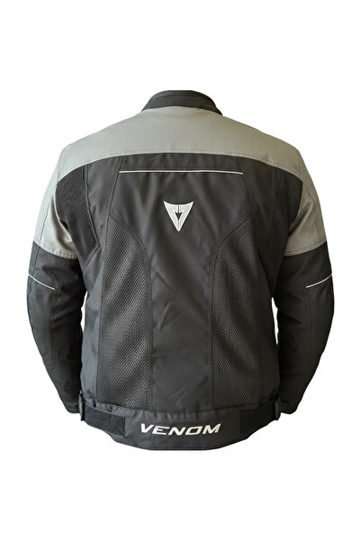 VENOM Motosiklet Montu Dynamic Siyah-Gri 4 Mevsim Motorcu Montu