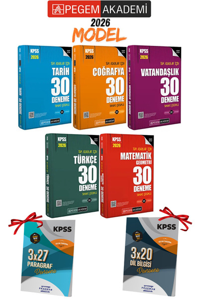 Pegem Akademi Yayıncılık KPSS Genel Yetenek Genel Kültür 30 Deneme Set 5 Kita...