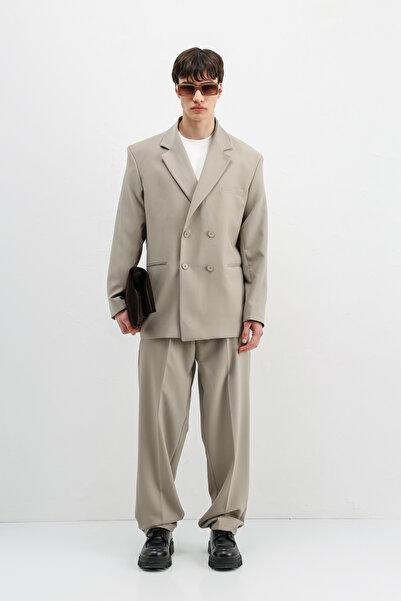 VAMOSCLO Oversized Double-Breasted Suit Stone