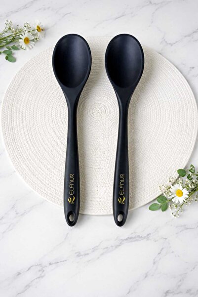 elfnur 2 Adet SERT Uçlu Isıya Dayanıklı Yanmaz Yapışmaz  28 Cm Silikon Yemek ...