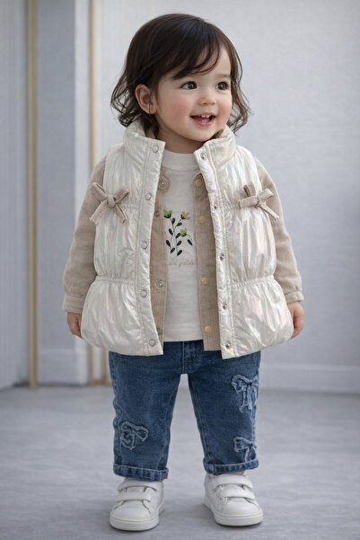 Universal Bayramlık Kız Çocuk Şişme Kapitone Yelekli 4’lü Takım