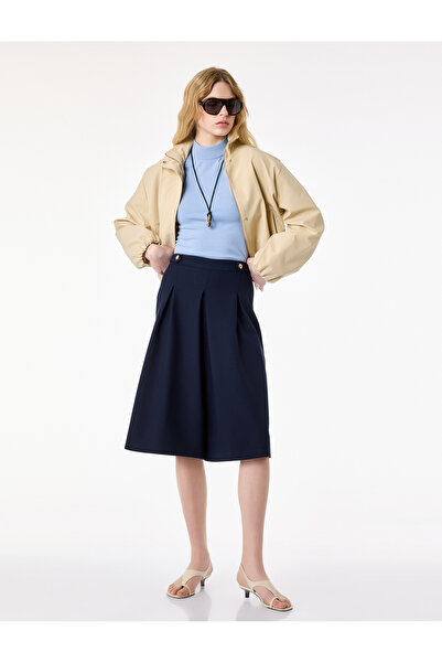 Koton Yüksek Bel Düğmeli Metal Aksesuarlı Palazzo Şortolon