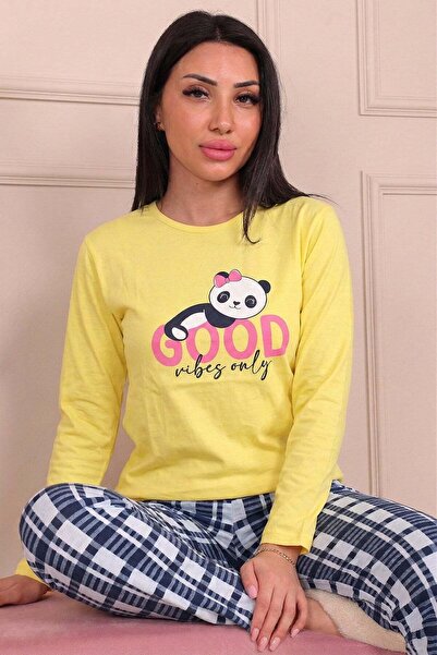 Niket Life Women's Good Slogan and under Six Plaid Patterned Combed Cotton Pa...