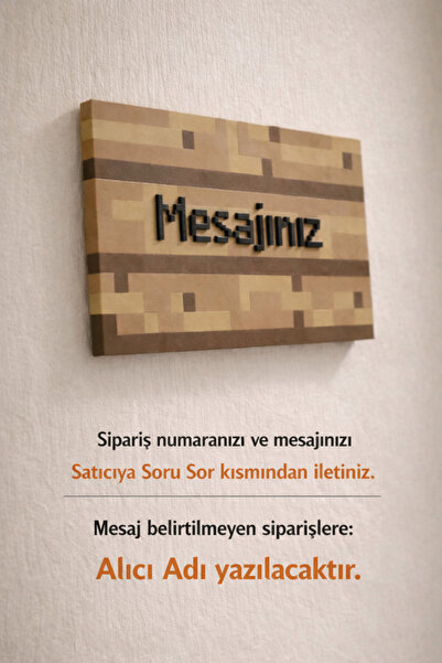 GAME SHOT Minecraft Konsept Blok Tasarımlı Özel İsimlik Duvar Tabela (15 cm)