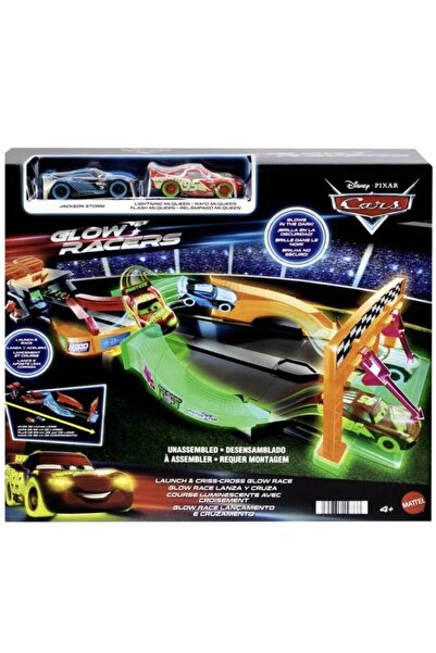 mattel Disney Pixar Cars Glow Racers Launch & Criss-Cross Glow Racers Playset...
