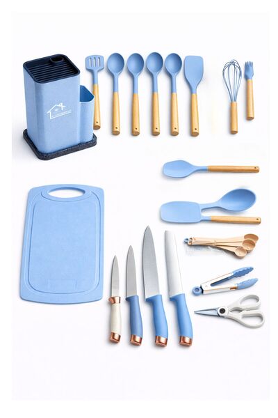 TSUMAB طقم أدوات مطبخ وسكاكين من السيليكون مكون من 20 قطعة - أدوات طهي مقاومة...