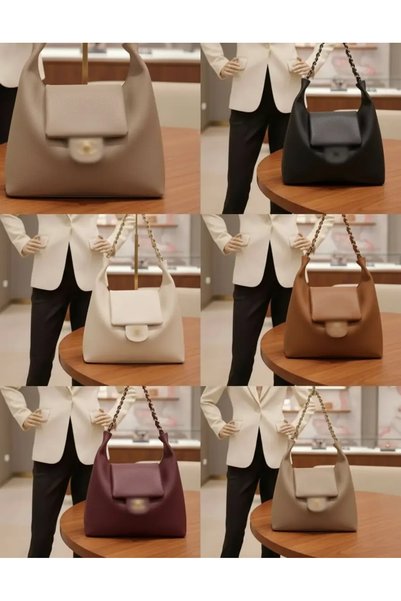 ELİTE NOVA SHOPPİNG Askilari Stylish Women's Shoulder Bag with Leather Straps and Chain Detail