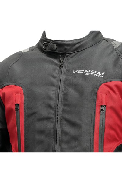 VENOM Motorcycle Jacket Air Racing 4 Seasons Biker Touring Jacket Black-Red