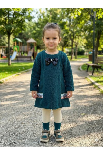 mj kids Lamb Velvet Girls' Dress with Wool Lining
