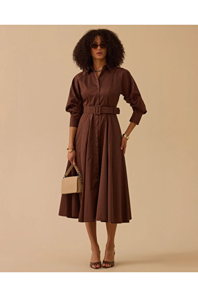 SEÇİL Kemerli Kol Büzgülü Elbise