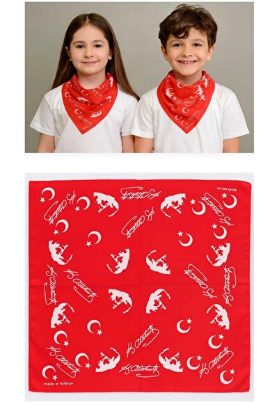 Genel Markalar Kırmızı Ay Yıldız Türk Bayrağı Temalı Pamuk Kumaş Fular - Band...