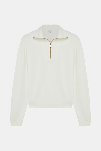 W Collection EKRU FERMUAR DETAYLI SWEATSHIRT
