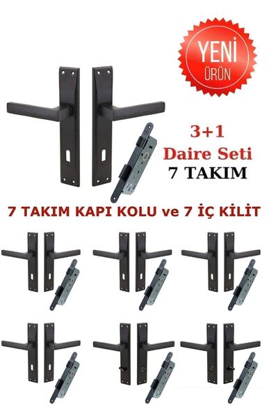 Nobel (7 комплектів) Avanti Mat Чорна дзеркальна дверна ручка 3+1 комплект дл...