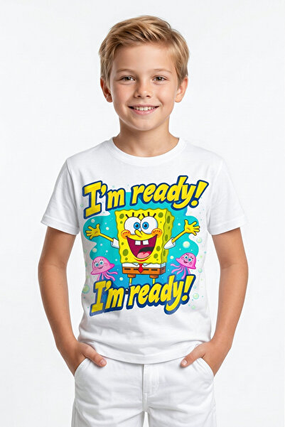 BookOrBook Tricou pentru copii SpongeBob Im Ready 100% bumbac de calitate pre...