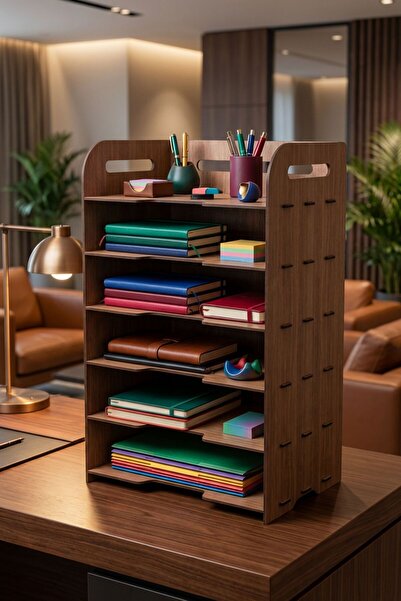 StarLightning Masa Düzenleyici Organizer Evrak Rafı Masaüstü Organizer Ceviz ...