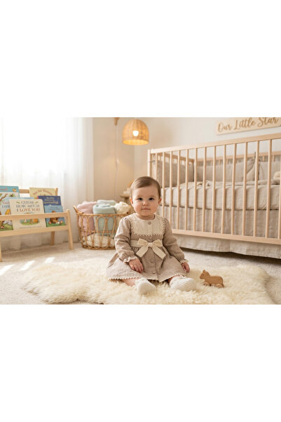 Scout Baby Vintage Elegance Bow Tie Brown-Beige Dress