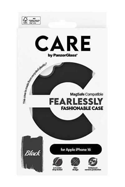 Panzer Glass Carcasă CARE by PanzerGlass neagră cu MagSafe pentru iPhone 16