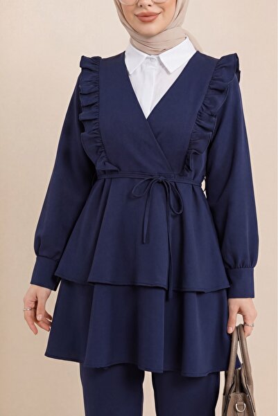 HİJABAYA Σετ κιμονό με φούστα με βολάν μπροστά και παντελόνι με διπλές στρώσεις