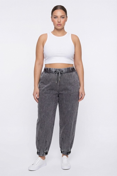 EXİTLİNE Women's Black Summer Ribbed Waist and Leg Pants