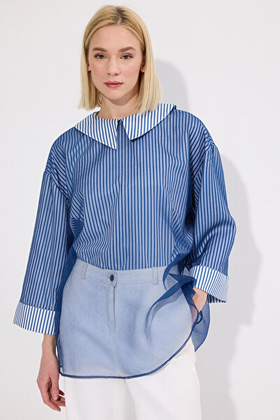 Touché Privé ORGANZE GARNİLİ ÇİZGİLİ TUNİK