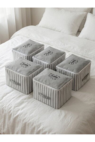 Textile sweet Σετ 5 μικρού μεγέθους γκρι ριγέ κάτω από το πάτωμα Κάλτσες Hurç...