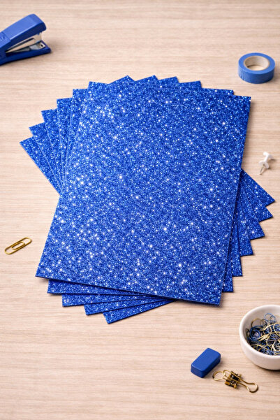 Minopi Blue Colored Glitter Eva Sponge 50X70 cm 10 Pack 1.5 mm
