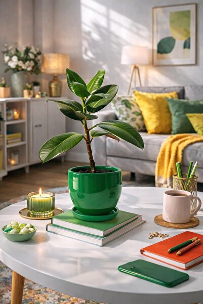 Evdek Tabaklı Çimen Çömlek Saksı 19x19 Cm